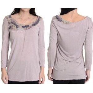 NWT Anthropologie 1.9 One September Ruffle Trim Top Sz S